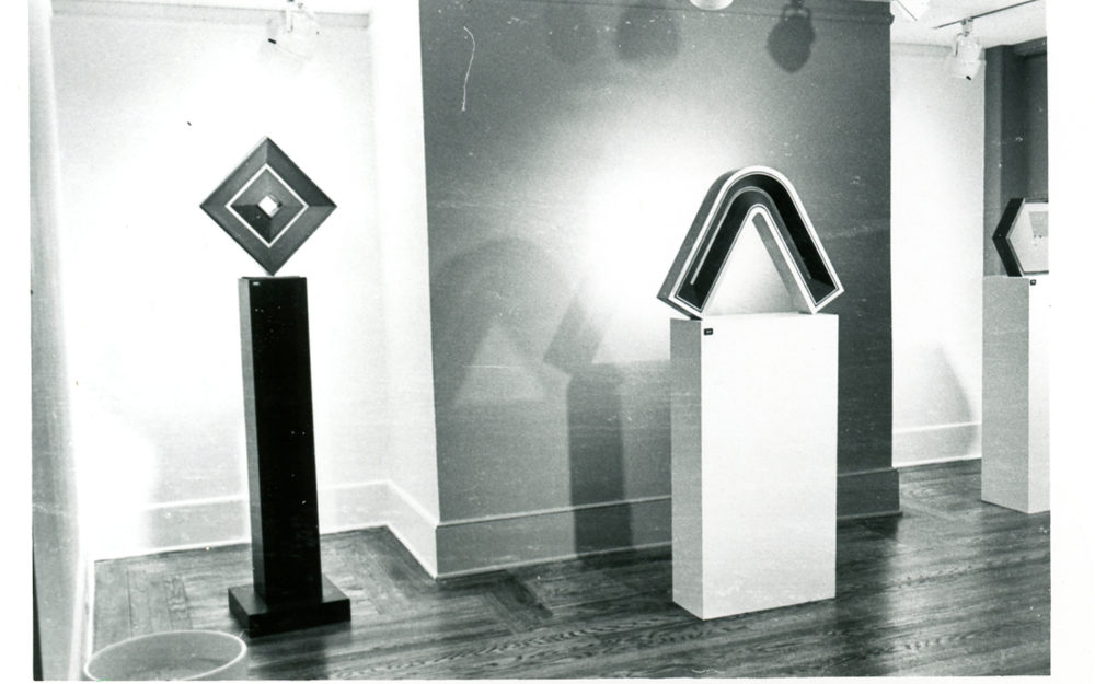 Two sculptures in gallery