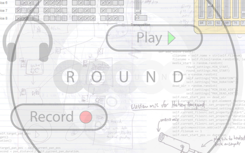 Transparent background with text reading "Record," "Round," "Play"