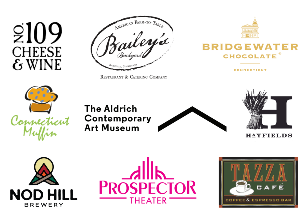 Aldrich, 109 Cheese & Wine, Bailey’s Backyard, Bridgewater Chocolate, Connecticut Muffin, Hayfields Market, Nod Hill Brewery, Prospector Theater, Tazza Café