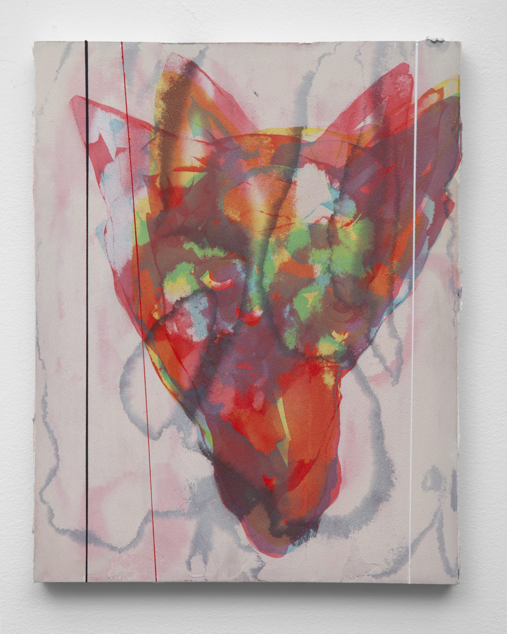 Bright, multicolored coyote heads overlapping.