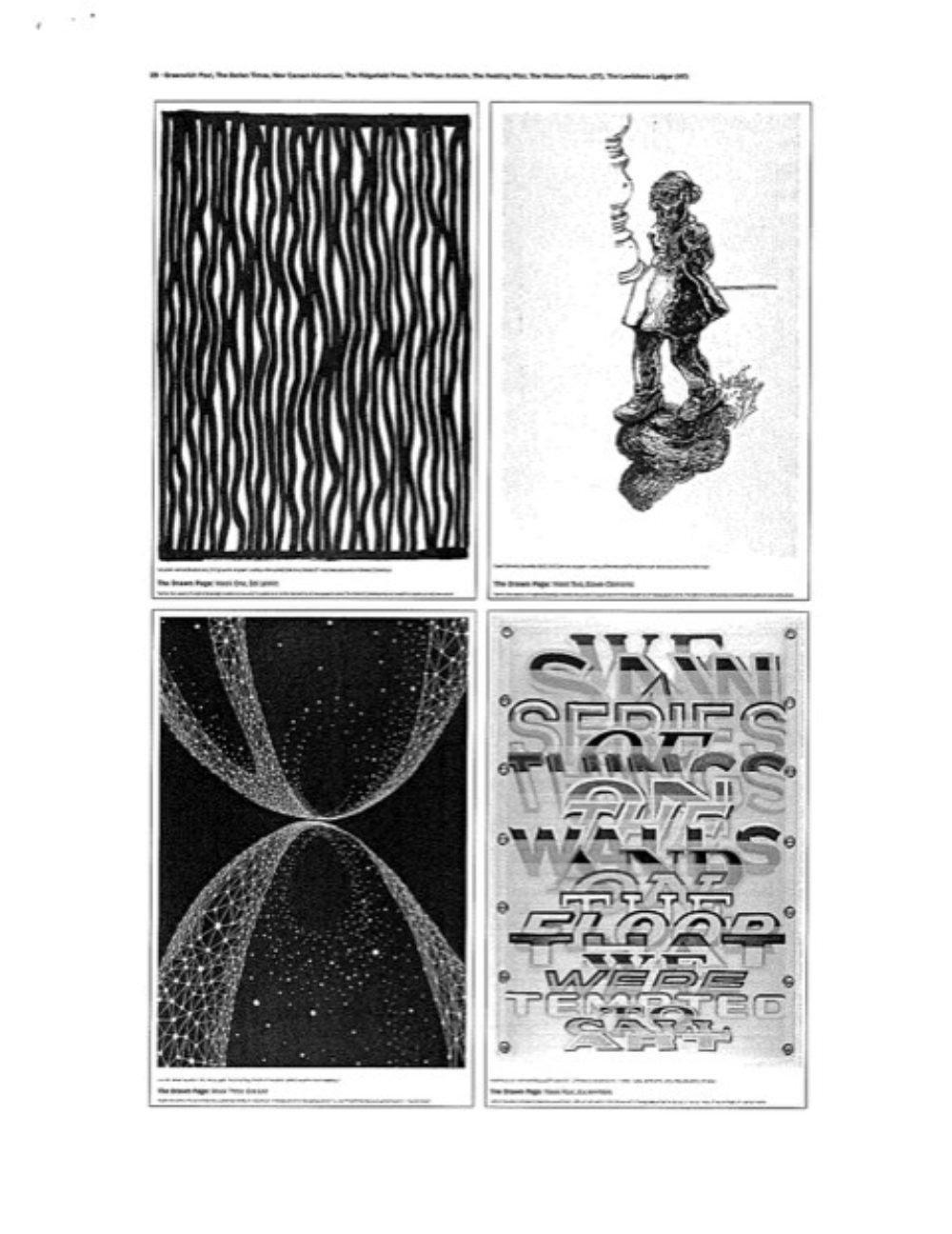 2x2 Grid of black and white images as printed in newspapers