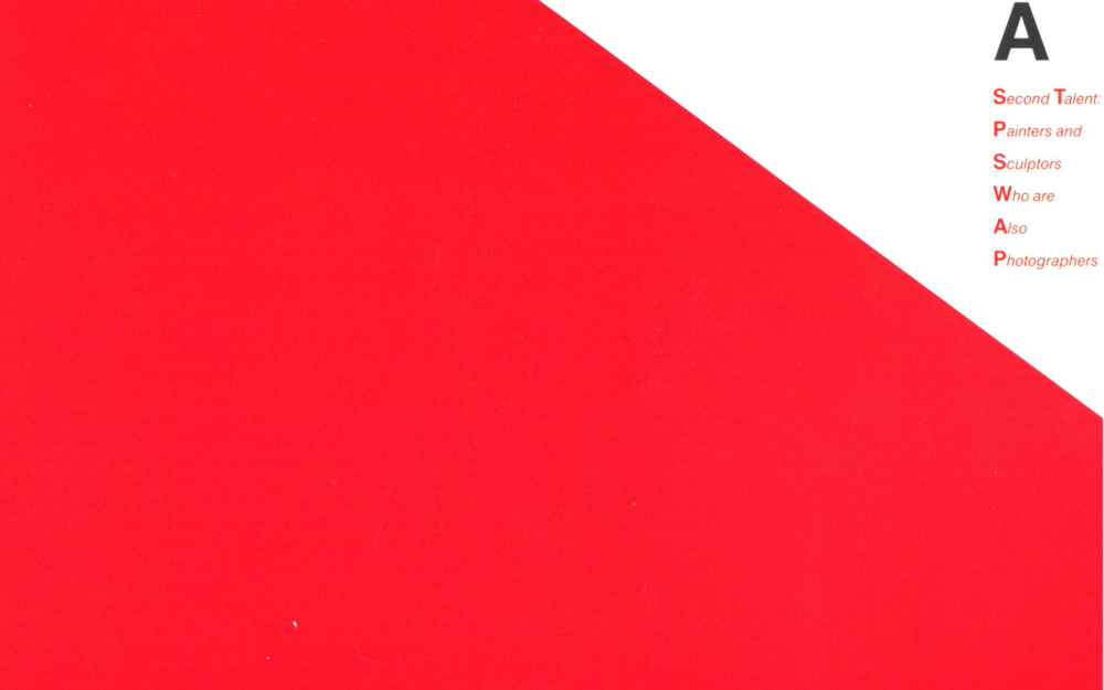 A red-filled background with white triangle on the top righthand side that reads "A Second Talent: Painters and Sculptors Who are Also Photographers"