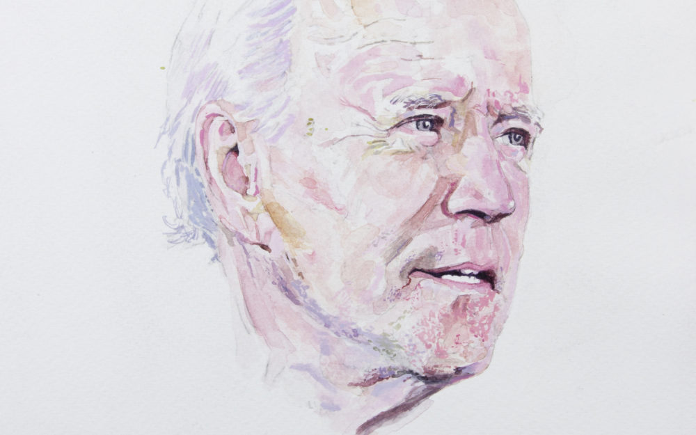 Watercolor portrait of Joe Biden.