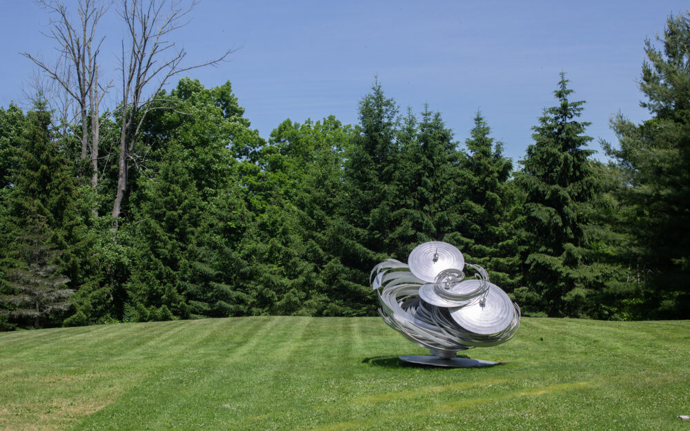 Outdoor abstract metal sculpture