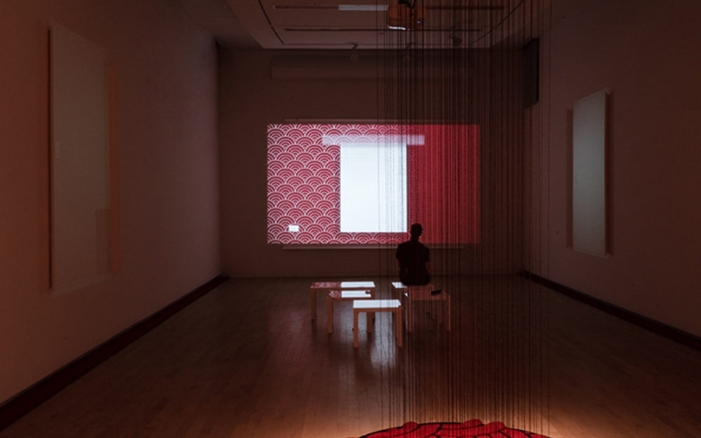 Visitor in gallery views Analia Segal's work