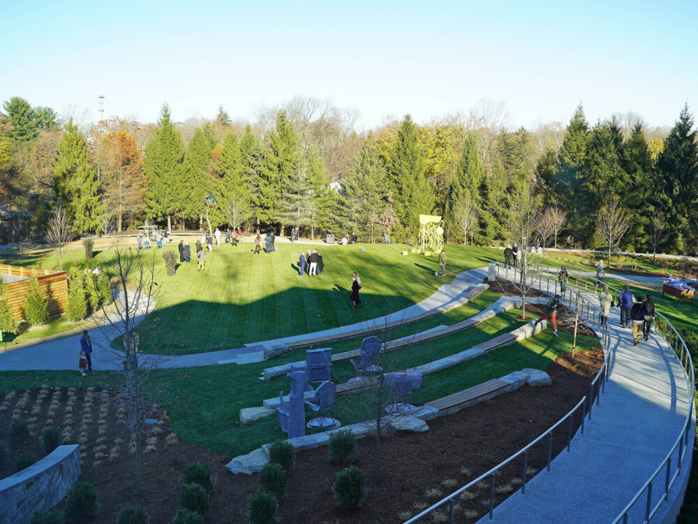 a view of a sculpture garden