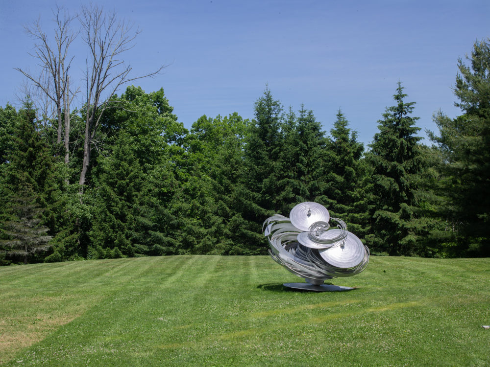 Outdoor abstract metal sculpture