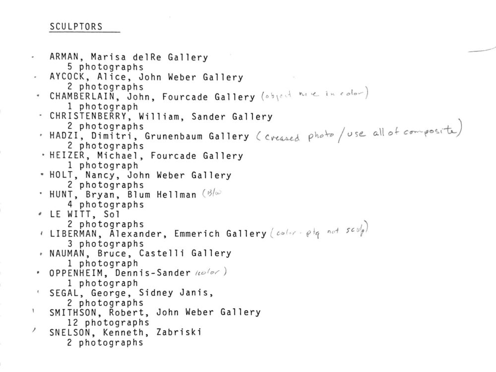 Exhibition artist list of A Second Talent: Painters and Sculptors Who Are Also Photographers